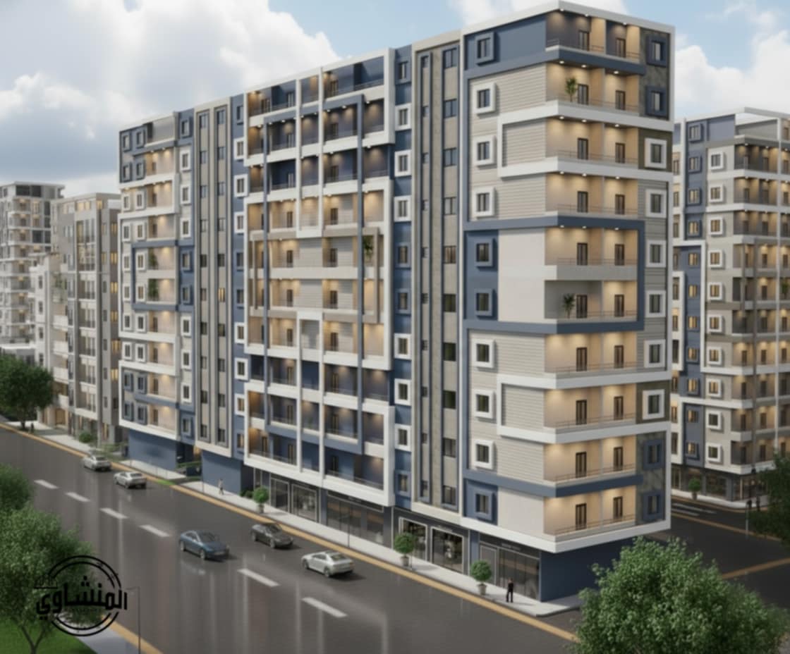 شقق للبيع 150 متر ف برج جديد تحت الانشاء ع طريق ميت خاقان الرئيسى و بتقسيط علي سنتين من شركة الوسيط العقارية بشبين الكوم